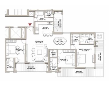 Landmark-skyvue-sector-103-gurgaon-floor-plan-3-bhk-utility