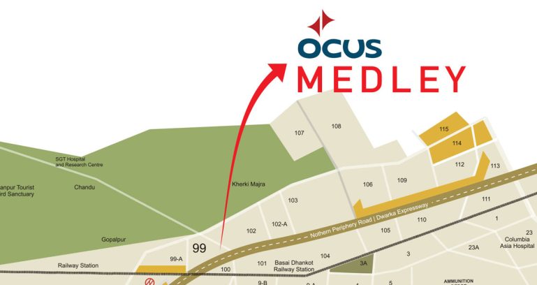 Ocus-medley-sector-99-gurgaon-location-map