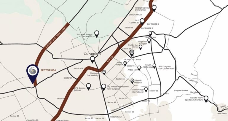 Origen-the-oryza-sector-88a-gurgaon-location-map