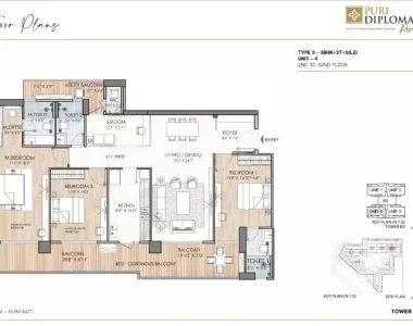 Puri-diplomatic-residences-sector-111-gurgaon-3-bhk-study-utility