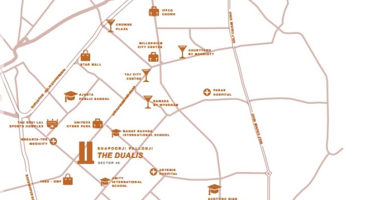 Shapoorji-pallonji-the-dualis-sector-46-gurgaon-location-map