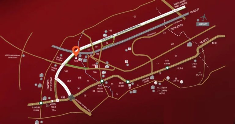 Signature-sarvam-at-dxp-estate-sector-37d-gurgaon-location-map