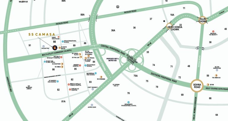Ss-camasa-sector-90-gurgaon-location-map