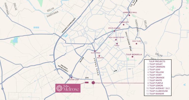 Tulip-melrose-sector-70-gurgaon-location-map